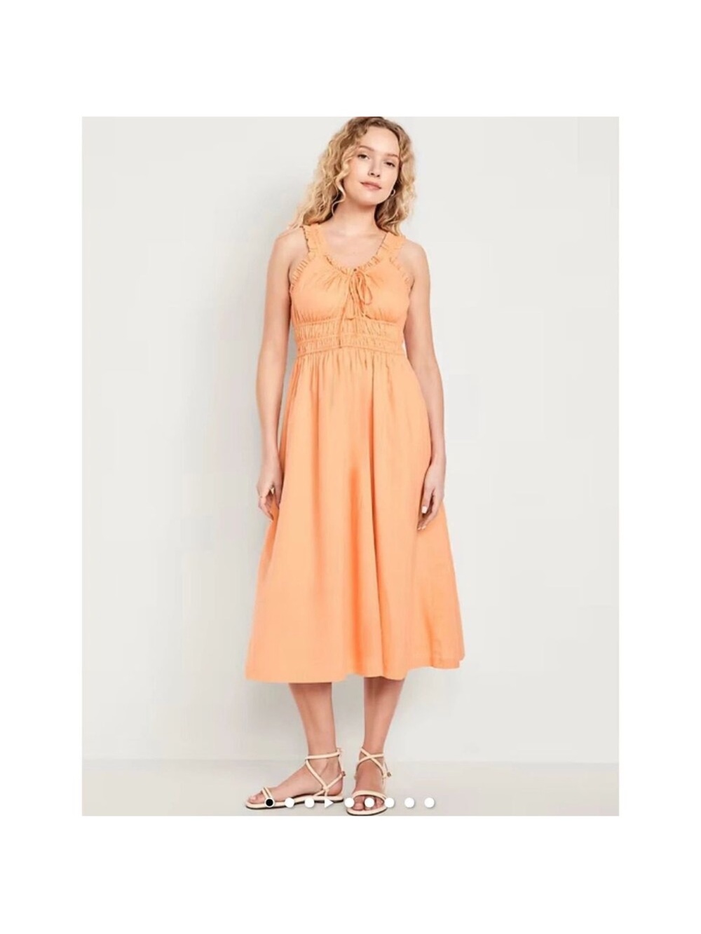 Old Navy Waist-Defined Ruffled Midi Dress in Blossom